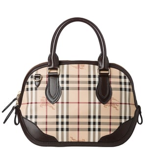 Burberry 'Orchard' Small Haymarket Check Leather Trim Satchel Bag