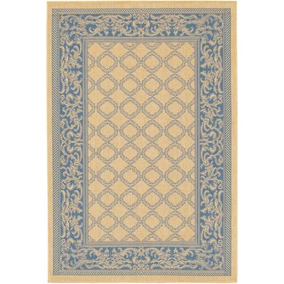 Recife Garden Lattice Natural and Blue Rug (3'9 x 5'5)