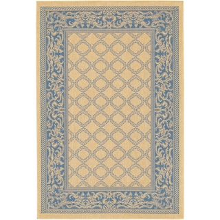 Recife Garden Lattice Natural and Blue Rug (5'3 x 7'6)
