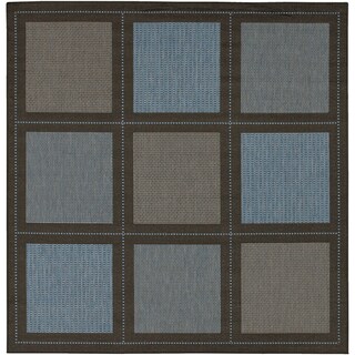Recife Summit/ Blue Black Square Rug (7'6)