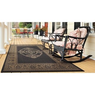 Recife Antique Medallion Black/ Cocoa Rug (5'10 x 9'2)