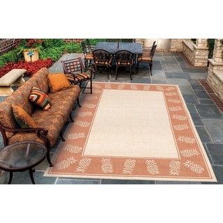 Recife Tropics/ Natural Terra-Cotta Area Rug (7'6 x 10'9)