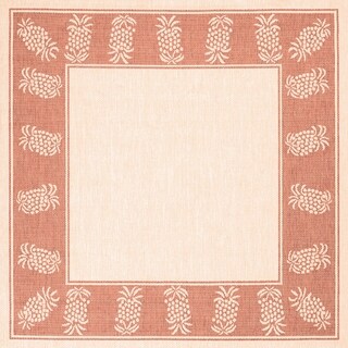Recife Tropics/ Natural Terra-Cotta Square Rug (8'6 x 8'6)