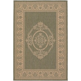 Recife Antique Medallion Green Natural Rug (2' x 3'7')