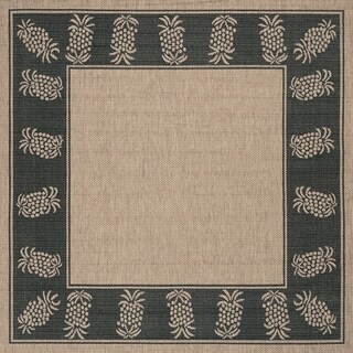 Recife Tropics Cocoa Black Rug (7'6 x 7'6)