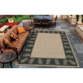 Recife Tropics Cocoa Black Rug (7'6 x 10'9)