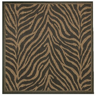 Recife Zebra Black Cocoa Square Rug (7'6 x 7'6)