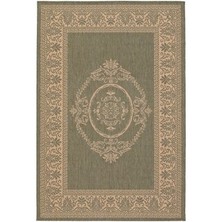 Recife Antique Medallion Green Natural Rug (3'9 x 5'5)