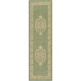 Recife Antique Medallion Green Natural Runner (2'3 x 11'9)