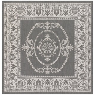 Grey/ White Medallion Recife Rug (8'6 Square)