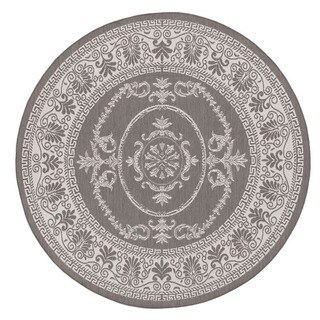 Recife Antique Medallion Grey/ White Rug (7'6 Round)