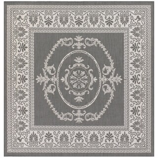 Recife Antique Medallion Grey/ White Rug (7'6 x 7'6)