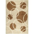 Soft Shag Contemporary Circles Light Brown Rug (6'7 x 9'3)