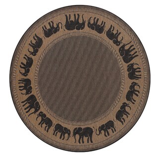 Recife Elephant Cocoa/ Black Rug (7'6 Round)