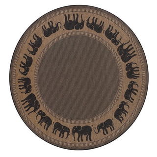 Recife Elephant Cocoa/ Black Rug (8'6 Round)