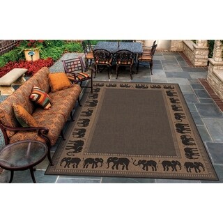 Recife Elephant Cocoa/ Black Rug (7'6 x 10'9)