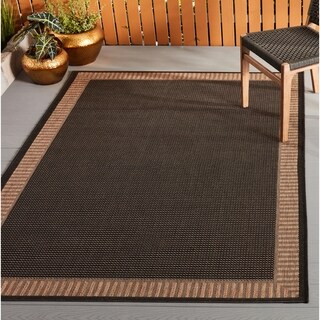 Recife Wicker Stitch Black/ Cocoa Rug (5'3 x 7'6)