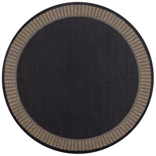 Recife Wicker Stitch Black and Cocoa Rug (7'6 Round)