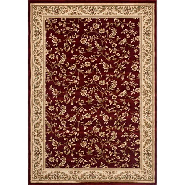 Woven Wilton Red Floral Rug