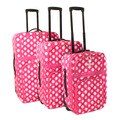Polka Dot 3-piece Expandable Rolling Upright Luggage Set