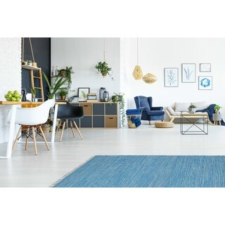 Aqua Reversible Chenille Flat Weave Rug (5' x 8')