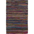 Hand-loomed Casual Multi Colored Stripe Silk Rug (8' x 11')