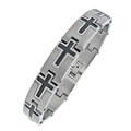 Stainless Steel Men's Plated Cross Link Bracelet