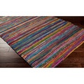 Hand-loomed Casual Multi Colored Stripe Silk Rug (5' x 8')