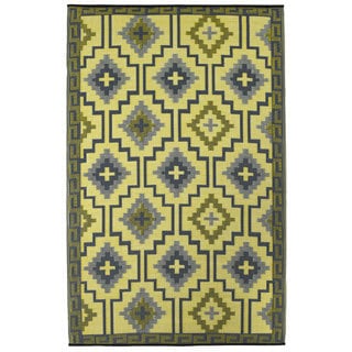 Buy Cheap Prater Mills Indoor/Outdoor Yellow/ Gray Reversible Empire Rug
