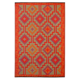 Buy Online Prater Mills Indoor/ Outdoor Reversible Orange/ Purple Rug