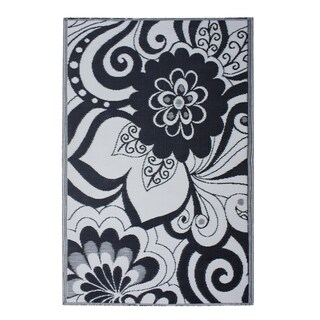 @@@ > Prater Mills Indoor/ Outdoor Reversible Black/ Cream Rug