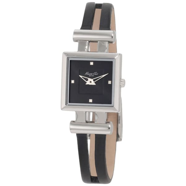 Kenneth Cole Women's Reaction Black Leather and Black Dial Quartz Watch