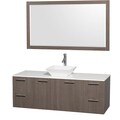 Amare Grey Oak/Man-Made Stone 60-inch Single Vanity and Mirror with Porcelain Sink