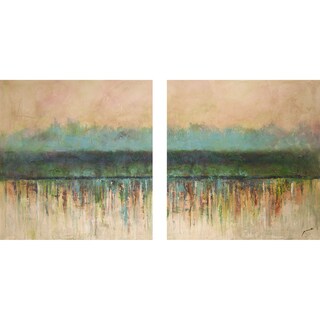Art in Style Tree and Blue Sky Reflection Unframed Hand Painted Wall Art (Set of 2)