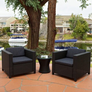 Bahamas Outdoor Club Chair with Black Cushions (Set of 2)