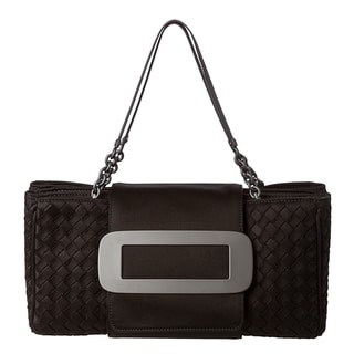 Bottega Veneta 'Shadow' Black Intrecciato Jersey Bag
