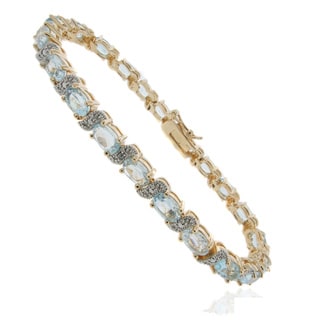 Dolce Giavonna 18k Gold Overlay Gemstone and Diamond 'S' Link Bracelet