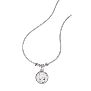 American Coin Treasures Sterling Silver 'Year To Remember' Dime Coin and Bead Necklace