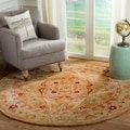 Hand-made Anatolia Straw Beige/ Ivory Hand-spun Wool Rug (6' Round)