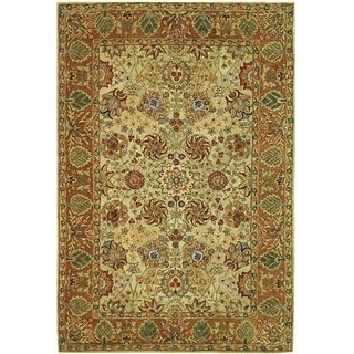 Hot Deal Hand-made Anatolia Green/ Gold Hand-spun Wool Rug (9' x 12')