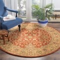 Handmade Kerman Rust/ Gold Wool Rug (6' Round)
