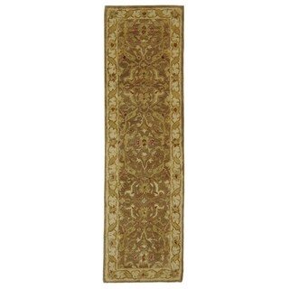 Handmade Antiquities Treasure Brown/ Gold Wool Rug (2'3 x 22')