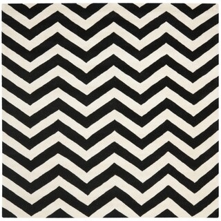 Handmade Chevron Ivory Wool Rug (5' Square)