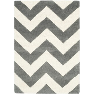 Handmade Chevron Dark Grey Wool Rug (3' x 5')