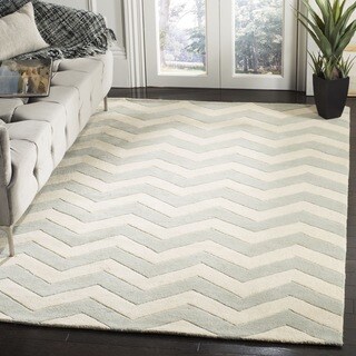 Handmade Chevron Grey Wool Rug (3' x 5')