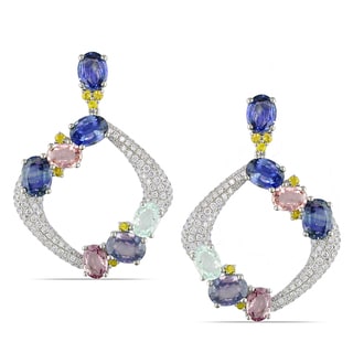 Miadora 14k Gold Multi-gemstone and 2 1/2ct TDW Diamond Earrings (G-H, SI1-SI2)