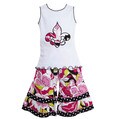 AnnLoren Girls' Floral Fleur De Lis Tunic/ Capri Outfit