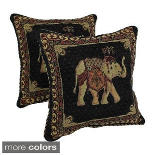 Tapestry Corded Exotic Elephants Throw Pillows (Set of 2)