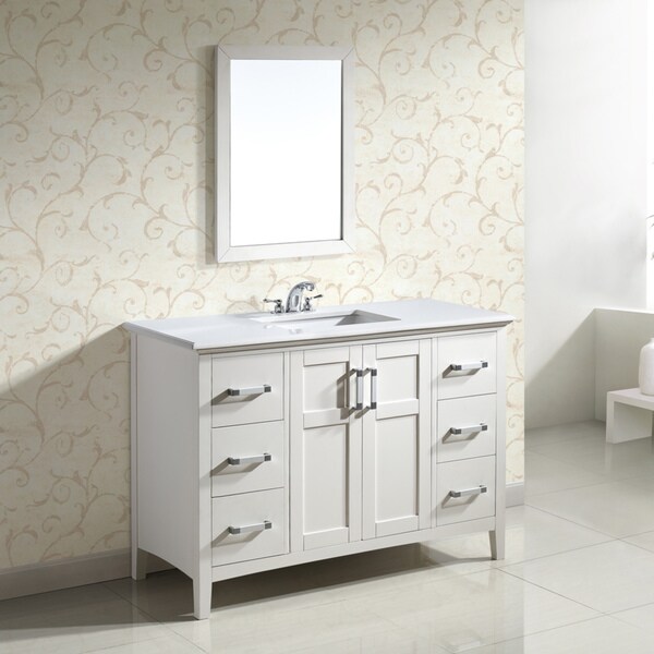 White 48inch Bath Vanity with 2doors and White Quartz Marble Top White 48inch Bath Vanity with 2doors and White Quartz Marble Top
