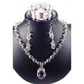 Silverplated Clear Crystal Pendant Wedding Jewelry Set
